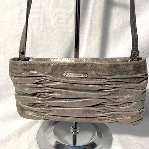 Michael Kors Webster Leather Ruched Clutch/Shoulder Bag